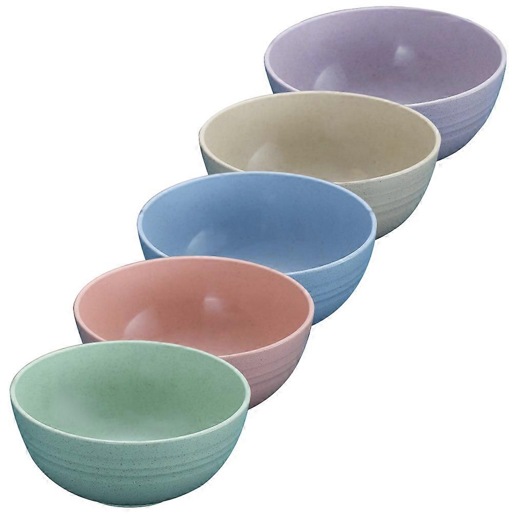 Practical Cereal Bowls Made From Straw For Parties Assorted Color Dishware 5Pcs