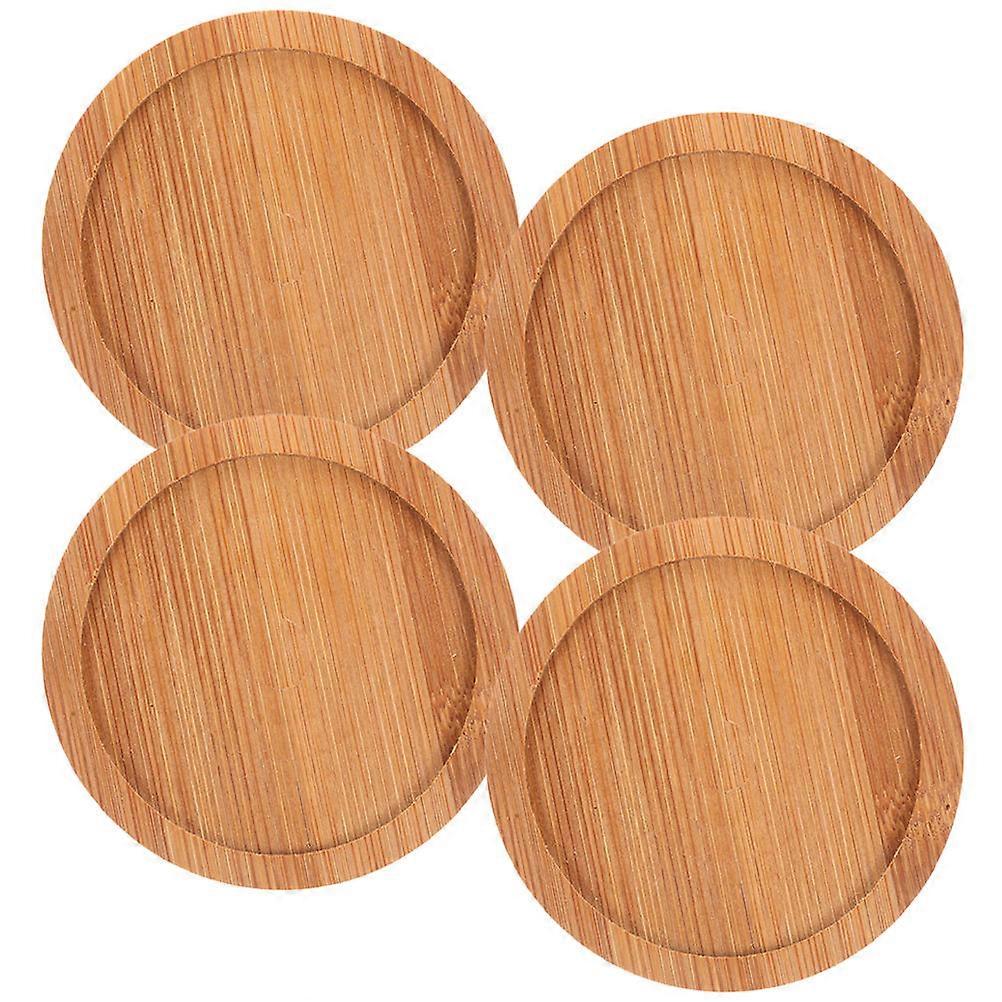 Bamboo Coaster Round Bamboo Coaster Practical Pads 4Pcs for Home