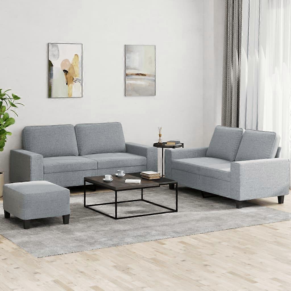 3-tlg. Sofagarnitur Hellgrau Stoff, SKU: 3201890