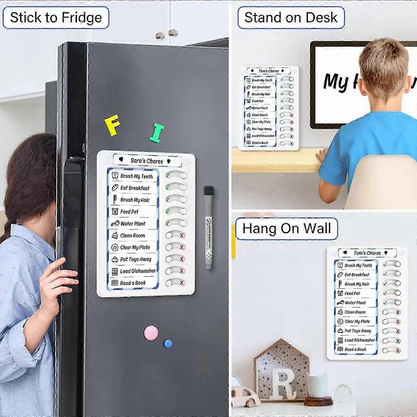 Magnetic Chore Chart for Kids, ADHD Routine Board, Dry Erase Task ...