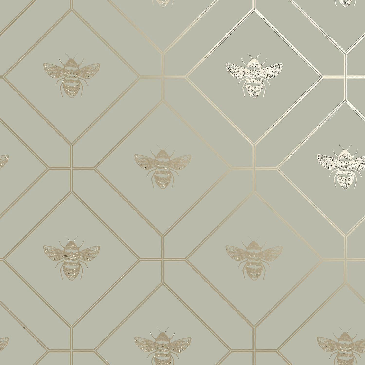 Honeycomb Bee Green Wallpaper