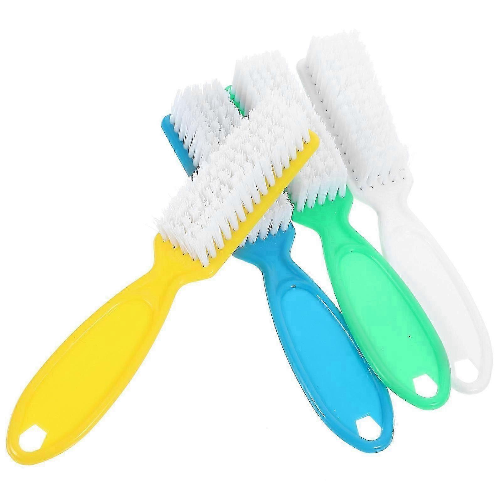 Nail Cleaning Brush Long Handle Plastic for Nail Use 4Pcs Assorted