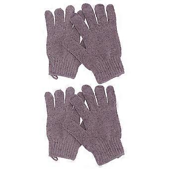 Five Fingers Bath Glove Body Scrub Gloves for 2Pair Purple Exfoliating