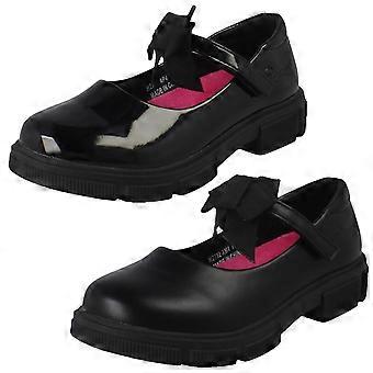 Chaussures d'école pour filles avec nœud ananas H2712 - Cuir synthétique verni noir - Pointure UK 13 - Pointure EU 32 - Pointure US 1