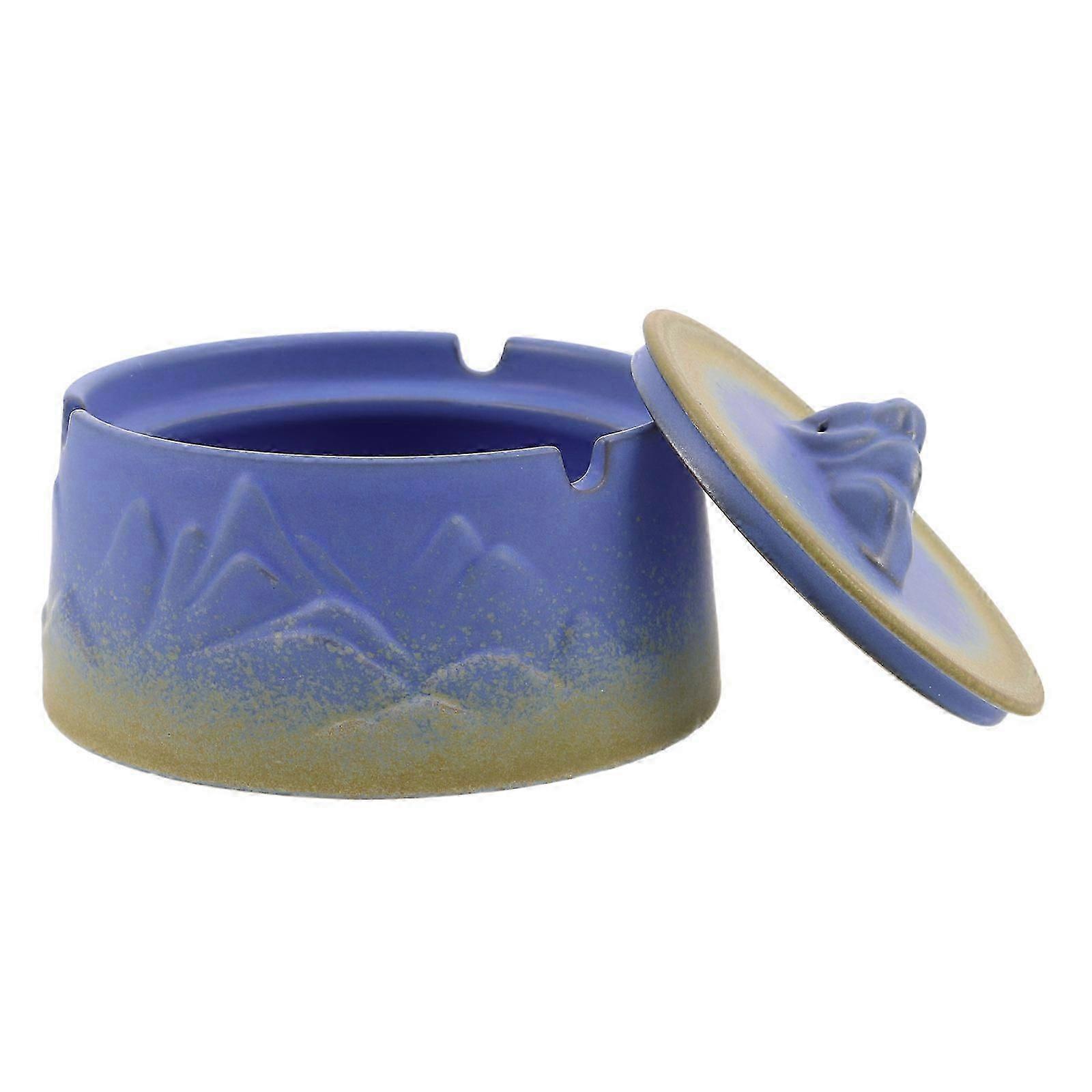 Creative Ceramic Ashtray for Windproof Use with Lid Portable Ash Tray