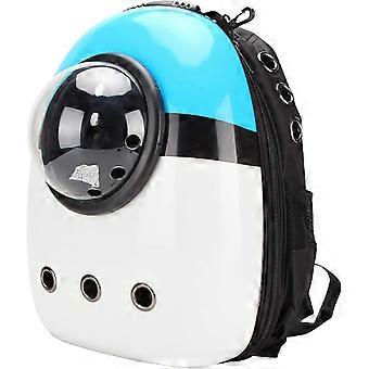 Pet Carrier Backpack, Space Capsule Transparent Portable Cat Backpack Breathable Travel Carrying Bag for Small,Medium-Sized Dogs and Cats,(Blue White)
