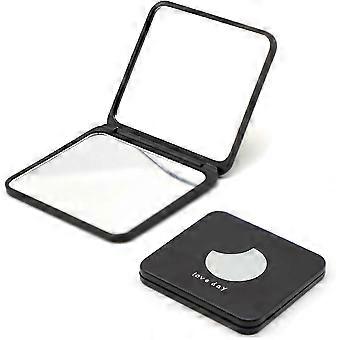 Portable Folding Mirror, Little Travel Mirror Pocket Compact Makeup Mirror for Make Up Hair Styling and Shaving 7 x 6.5cm Black