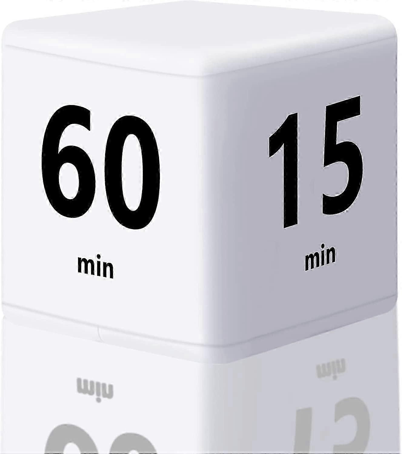 Cube Timer Gravity Sensor Flip Timer Countdown Settings 15-20-30-60 Minutes for Time Management Study Workout Yoga Reading Exercise (White) S
