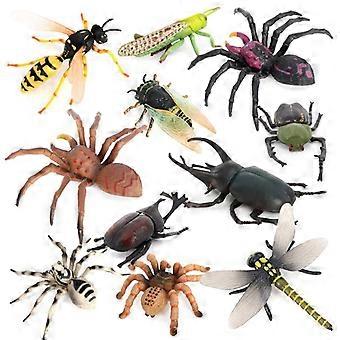 11Pcs Insect Figurines Set  Realistic Insect Models, Includes Spider, Dragonfly, Grasshopper, Wasp, Beetle & More, Educational Toys for Kids, PVC Plas