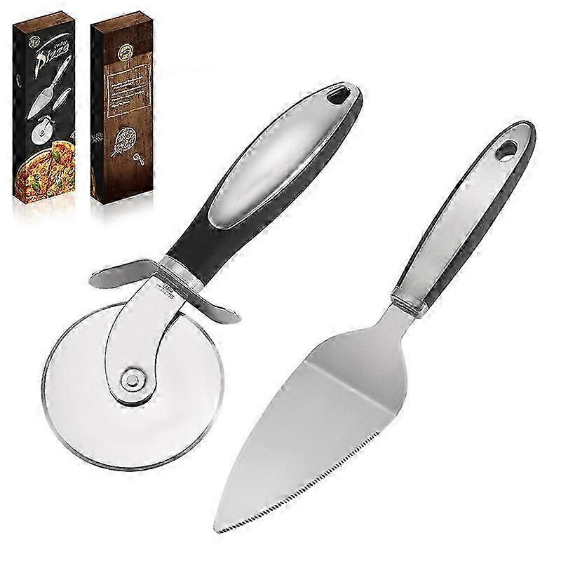 Pizzames, roller RVS pizzames schep tweedelige set, medium