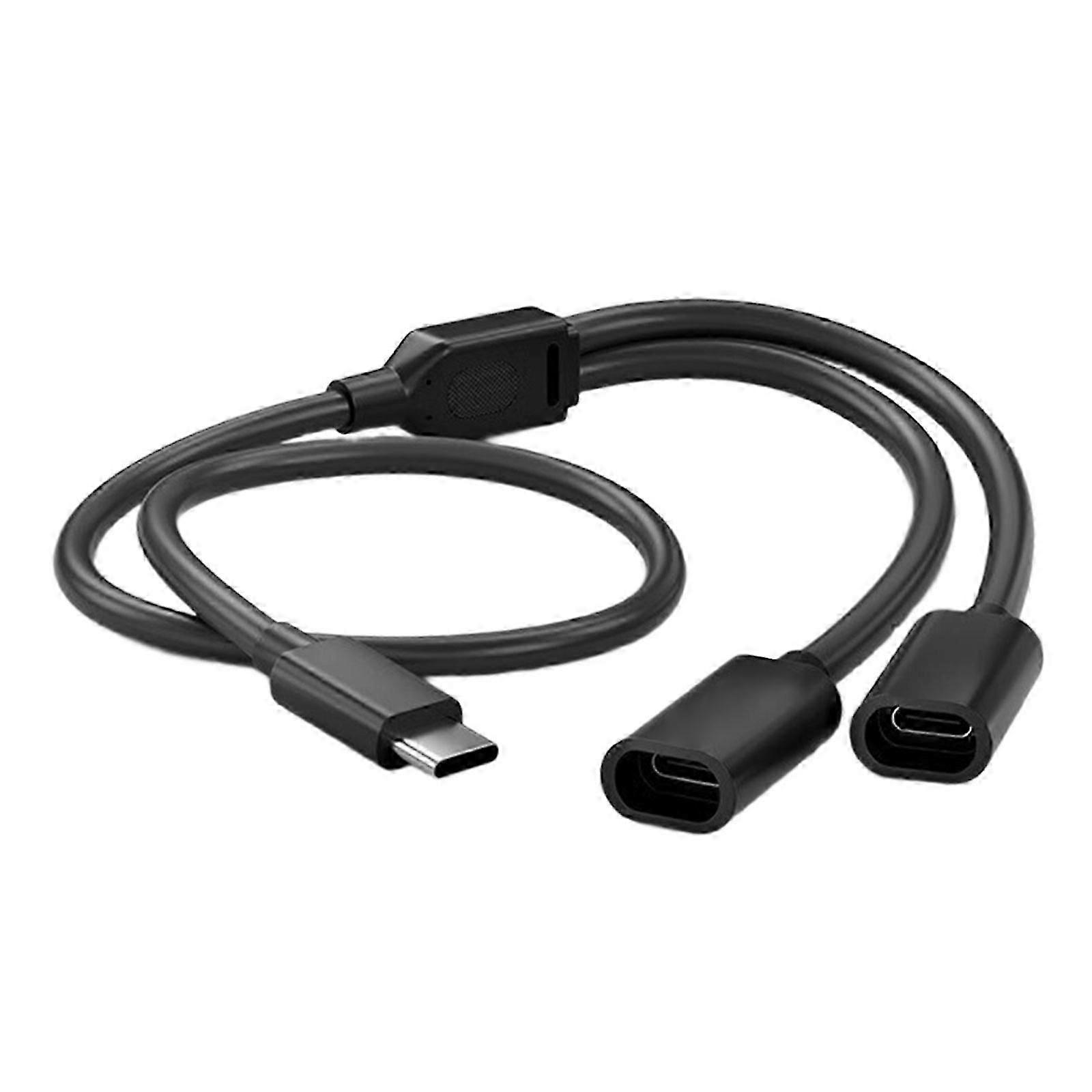 Type C To Double Panel Solar Camera Cable Durability PVC Construction Flexible Wiring Support OTG and Data Transfer Black