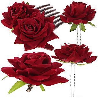 Hochzeit Haarspange Party Dressup Frauen Haarstyling Accessoire Rose Blume Haarkamm