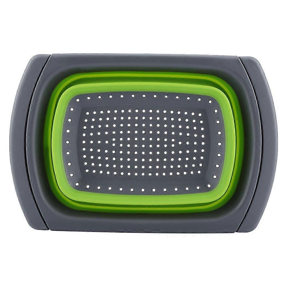 Silicone Durable Safe Foldable Retractable Draining Basket Kitchen Tool(Green)
