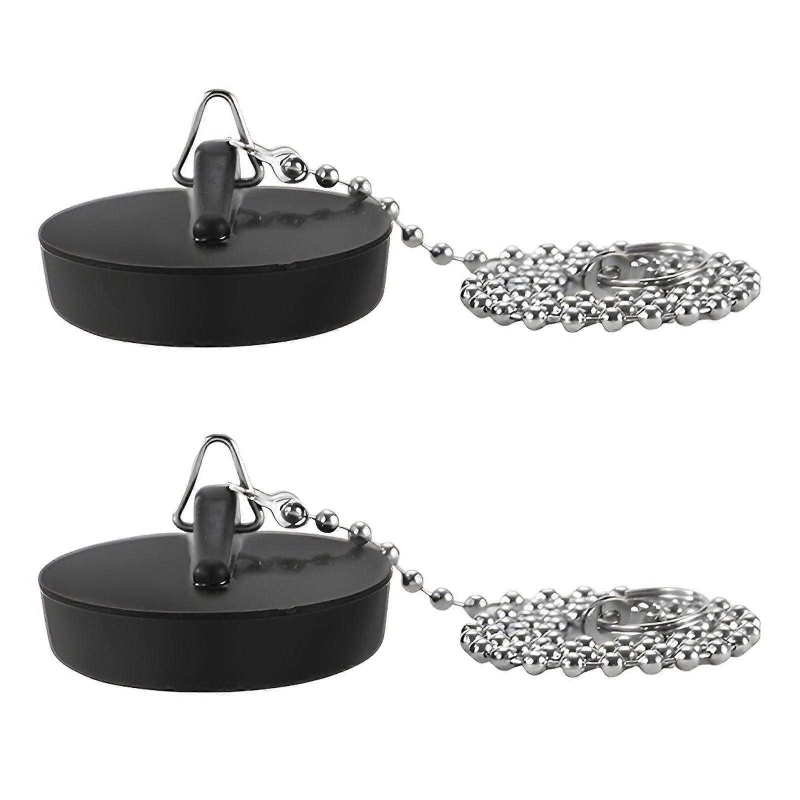 2pcs Drain Cap Pearl Chain Style - Black