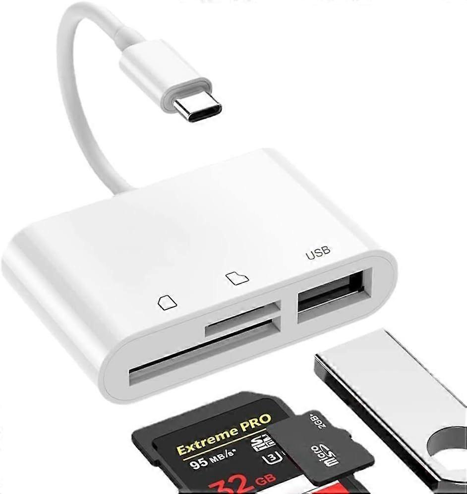 SD Card Reader, USB C Micro SD Card Reader, Memory Card Reader OTG Adapter, Type-C SD/TF Card Reader (White)