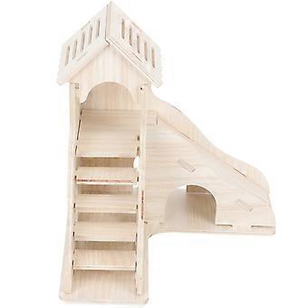 Wooden Hamster Hideout for Storage with Climbing Ladder Small Pet House