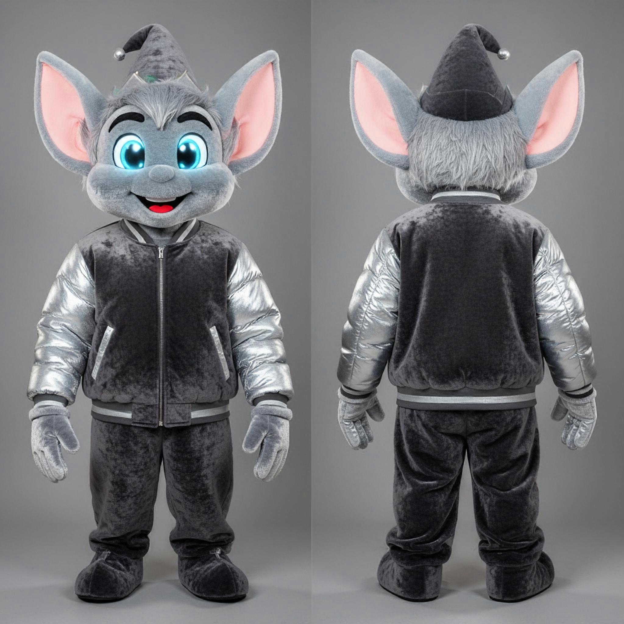 MASTICOT Silver Shimmering Playful Elf Mascot