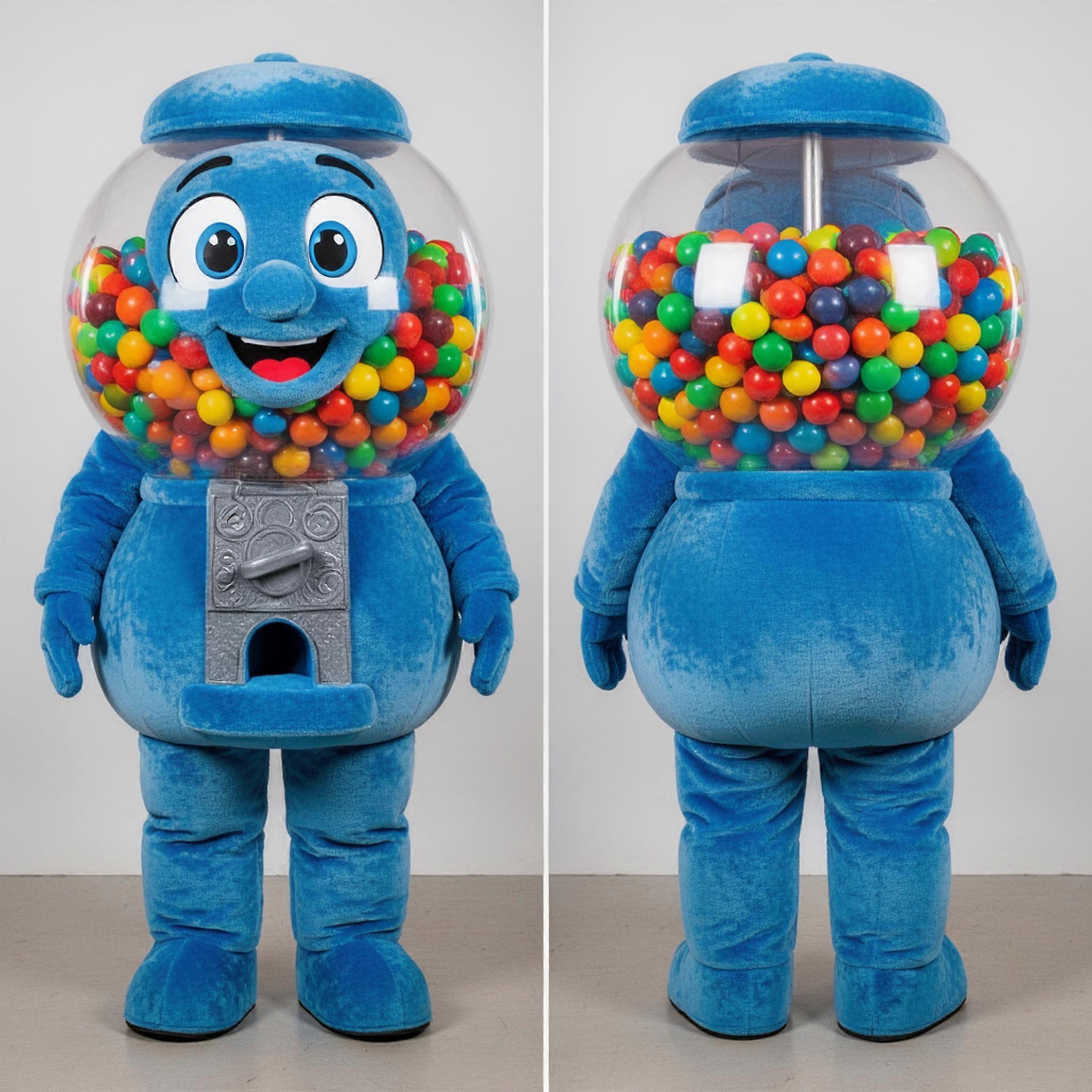 MASTICOT Blue Round Gumball Machine Mascot