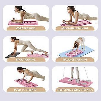 Tavola Pilates pieghevole 4 in 1 per esercizi a casa, rullo per addominali, attrezzo per allenamento a casa, palestra domestica, allenatore del core, rosa