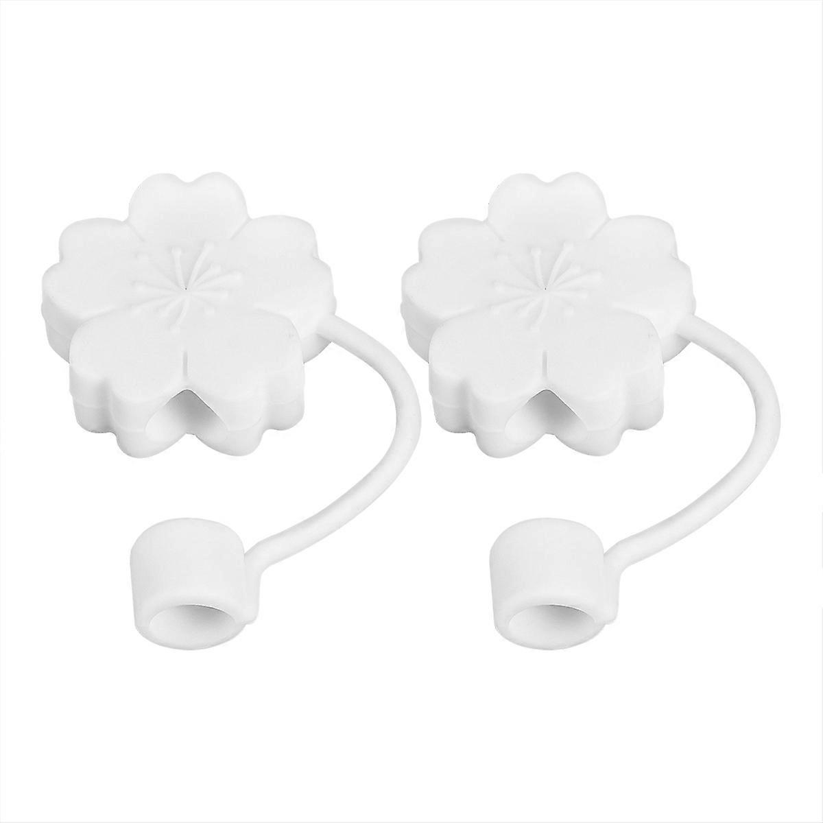 Silicone Straw Plug Straw Dustproof Cap for 2Pcs White Set