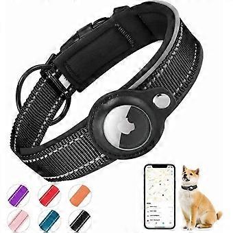 Padded Dog Collar for AirTag, Reflective Dog Collar for Apple AirTag, Integrated Air Tag for Small, Medium, and Large Dogs, [Black - Size L]
