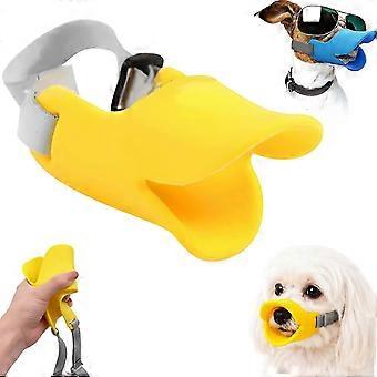 Cute Duck Bill Dog Muzzle, Duck Muzzle for Dogs，Yellow：Medium Soft Duck Silicone Dog Mouth Cover with Adjustable Strap for Small/Medium Dogs _dj