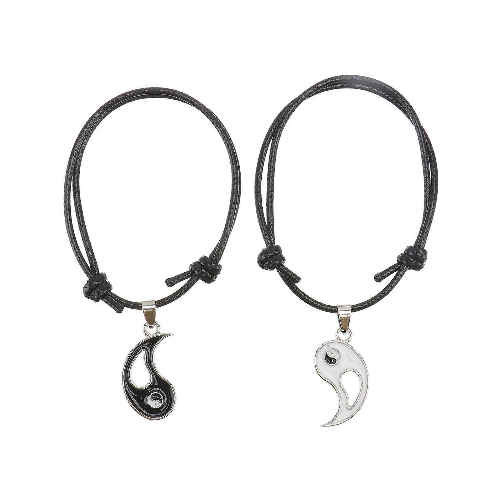 Yin Yang Bracelets Couple Bracelets Featuring Adjustable Design 1Pair