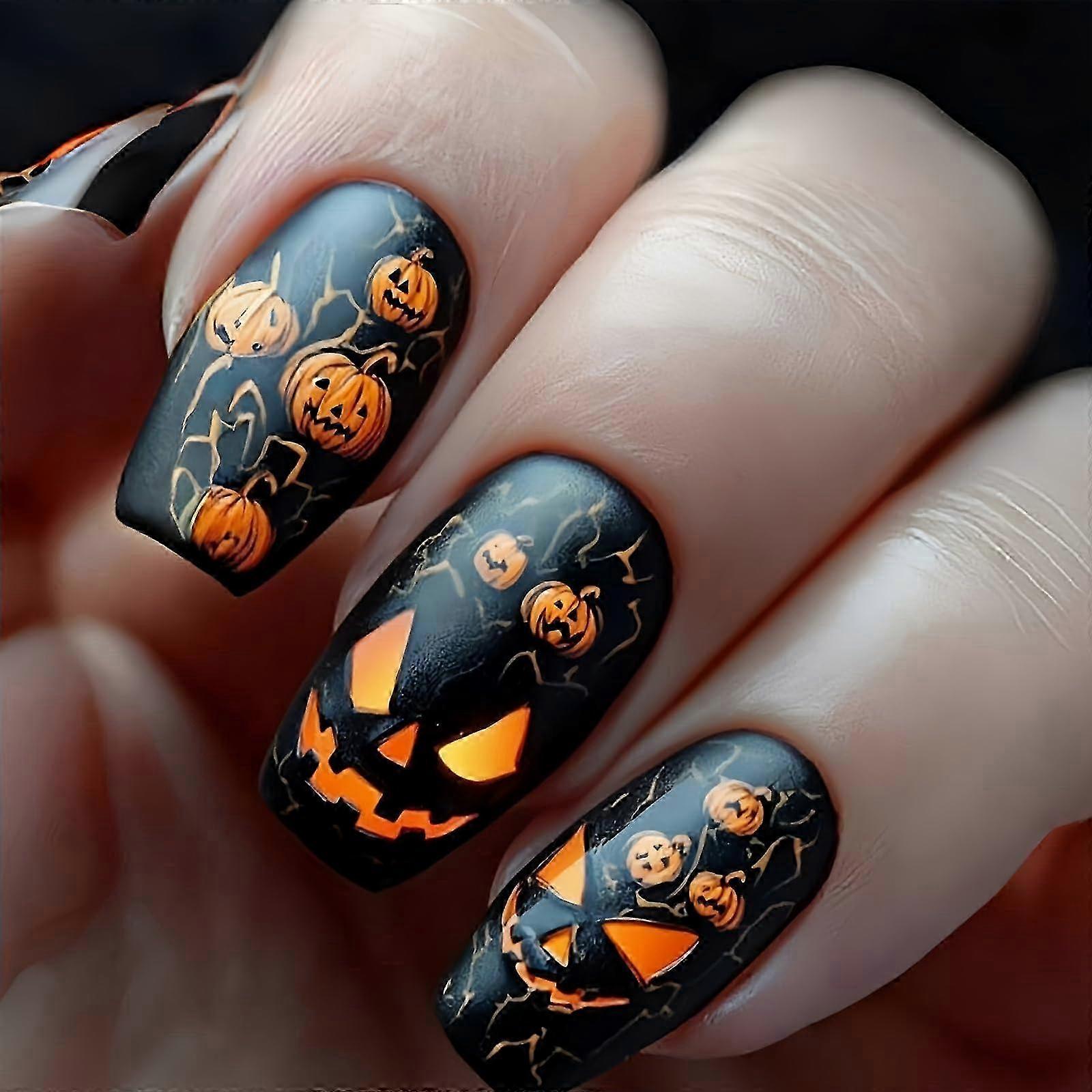 Reusable Halloween Pumpkin Nail Set