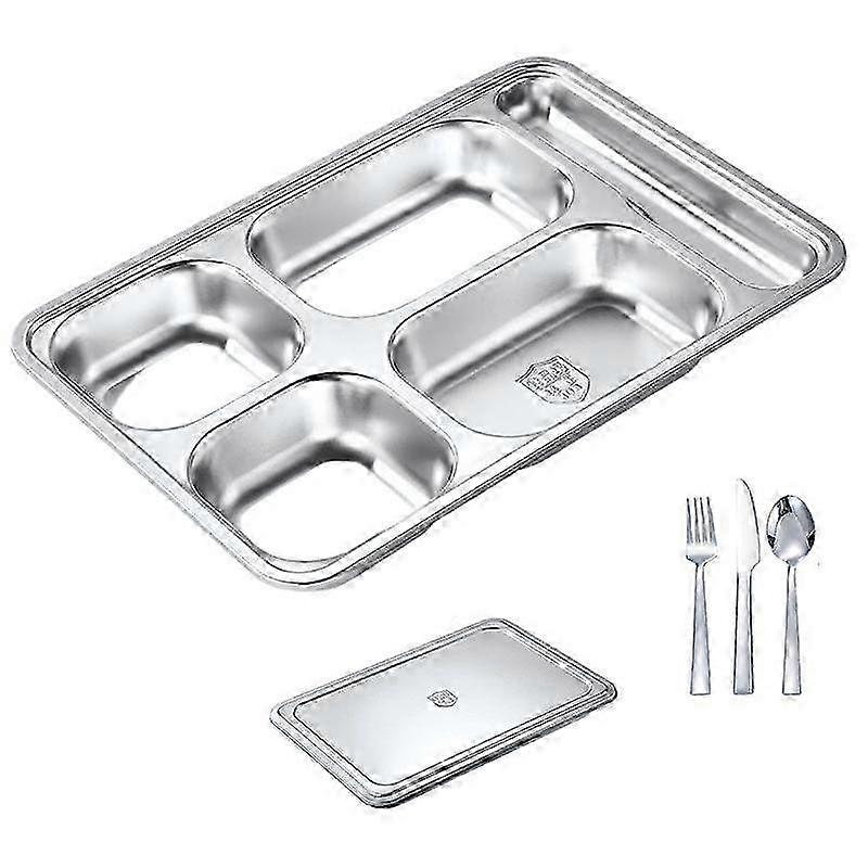 Stainless Steel 5-Compartment Serving Plate