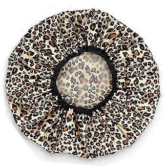 Thickened PE Leopard Shower Cap Reusable