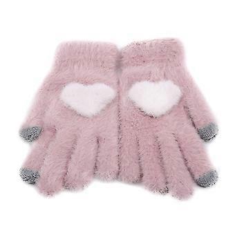 Fashion Winter Ladies Knitted Warmer Gloves Cute Comfort Kids Thicken Full Finger Mitten