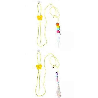 2x Cat Toy Interactive Toy Retractable Hanging Door for Interior Door