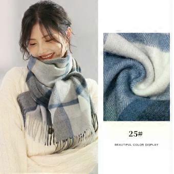 Blue plaid cashmere scarf for women,  wool, high-end gift, new winter style, 180cm*30cm, size 25. [XR]