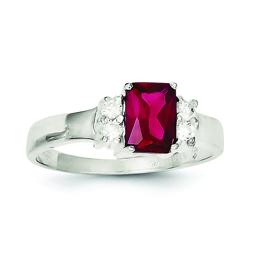 925 Sterling Silver Polished Red and White Cubic Zirconia Ring-Ring for Women - Ring Size: 6 to 8