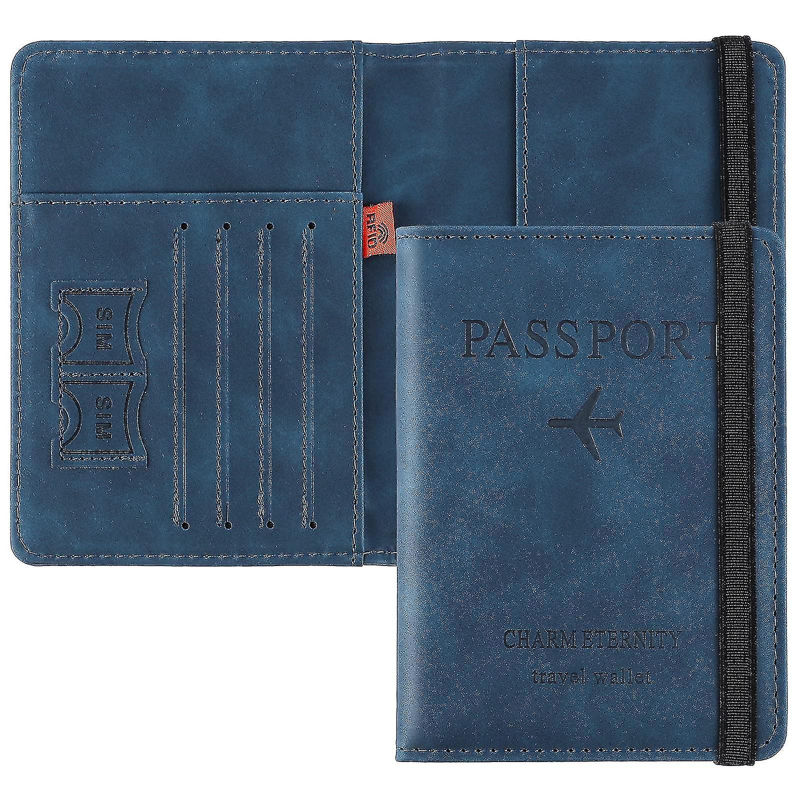 حامل غطاء جواز السفر منظم محفظة السفر ، حافظة جواز السفر مع حجب RFID ، حامل وثائق السفر PU للرجال