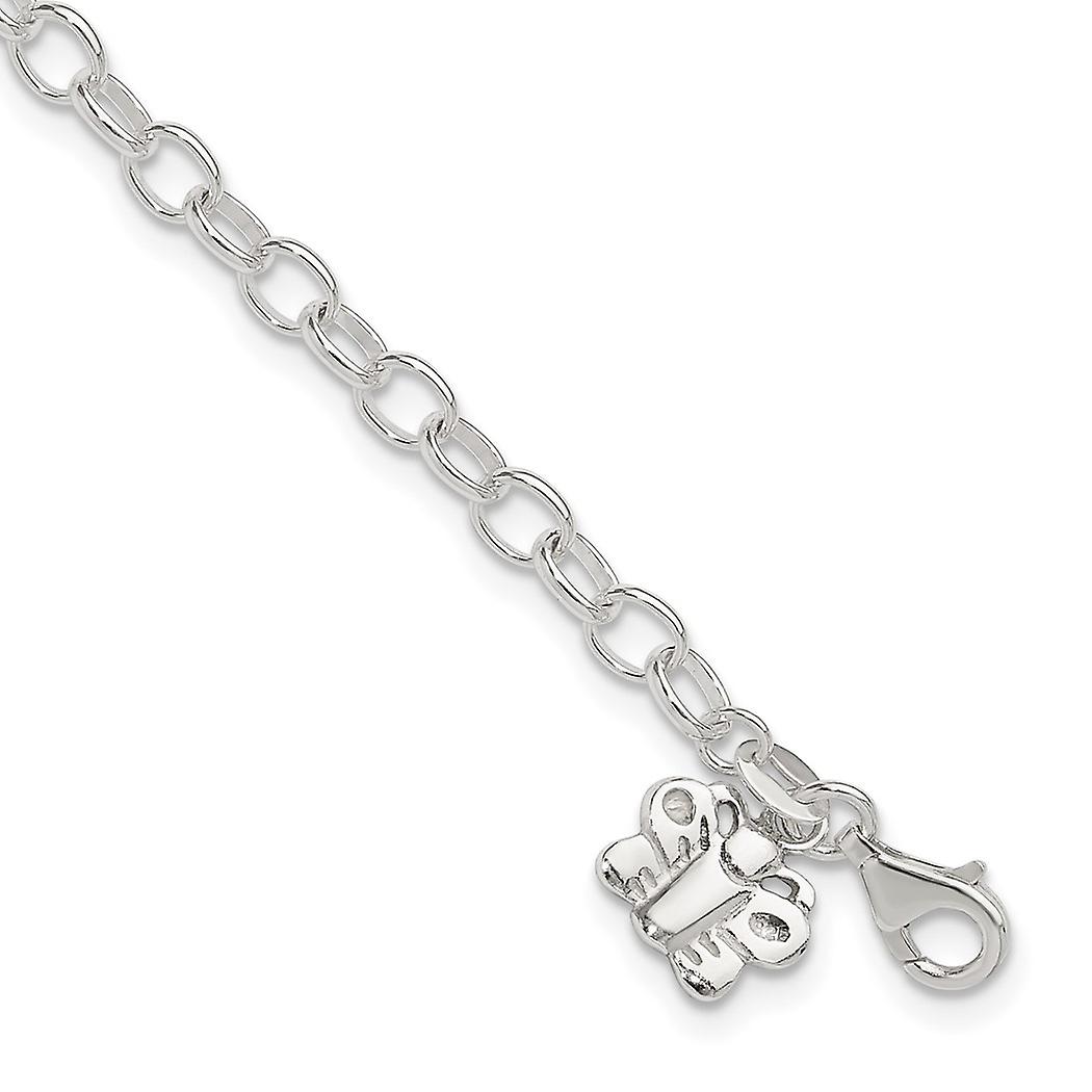 925 Sterling Silver Polished Fancy Lobster Closure Small Oval Rolo Butterfly Angel Wings Anklet-Lobster Claw-Anklet for