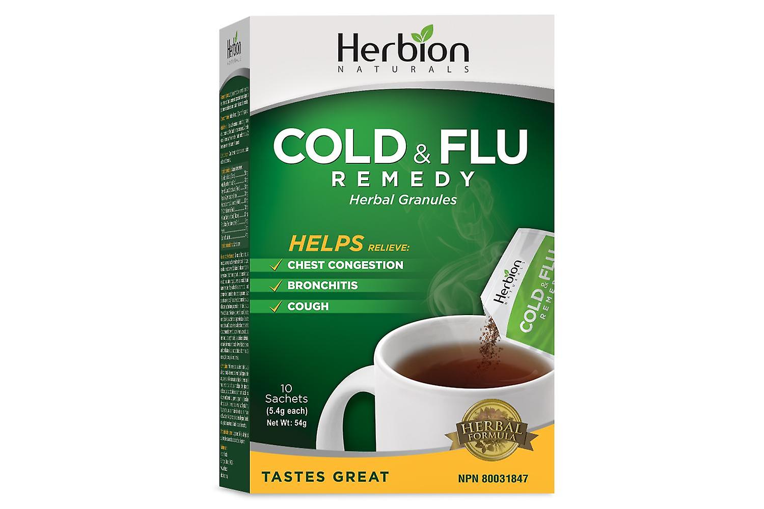 Herbion Naturals Cold & Flu Remedy Växtbaserade granulat, 10 räkna påsar 