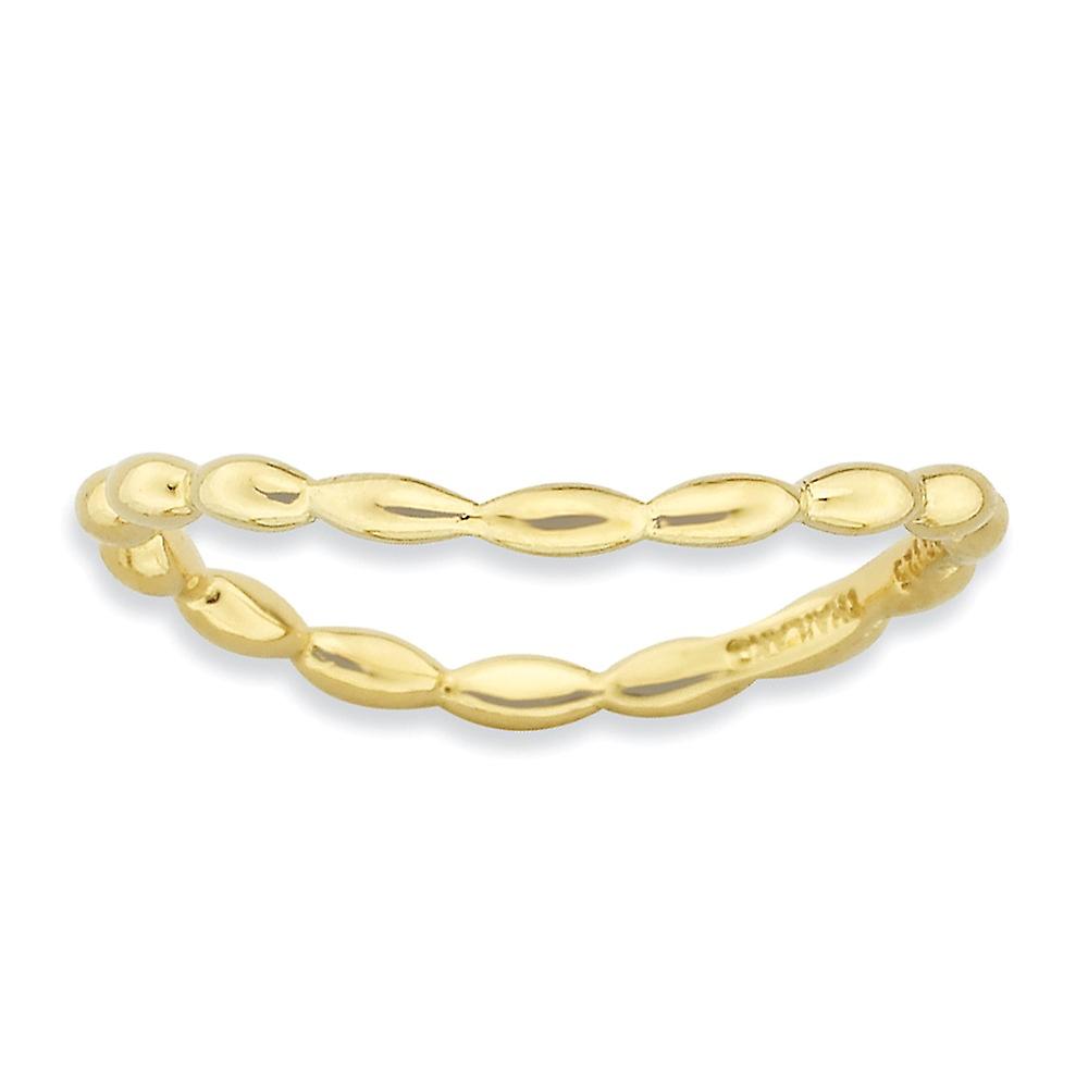 1.5mm 925 Sterling Silver Patterned Stackable Polished Gold PlatedWave Ring-Stackable-Ring for Women - Ring Size: 5 to 1