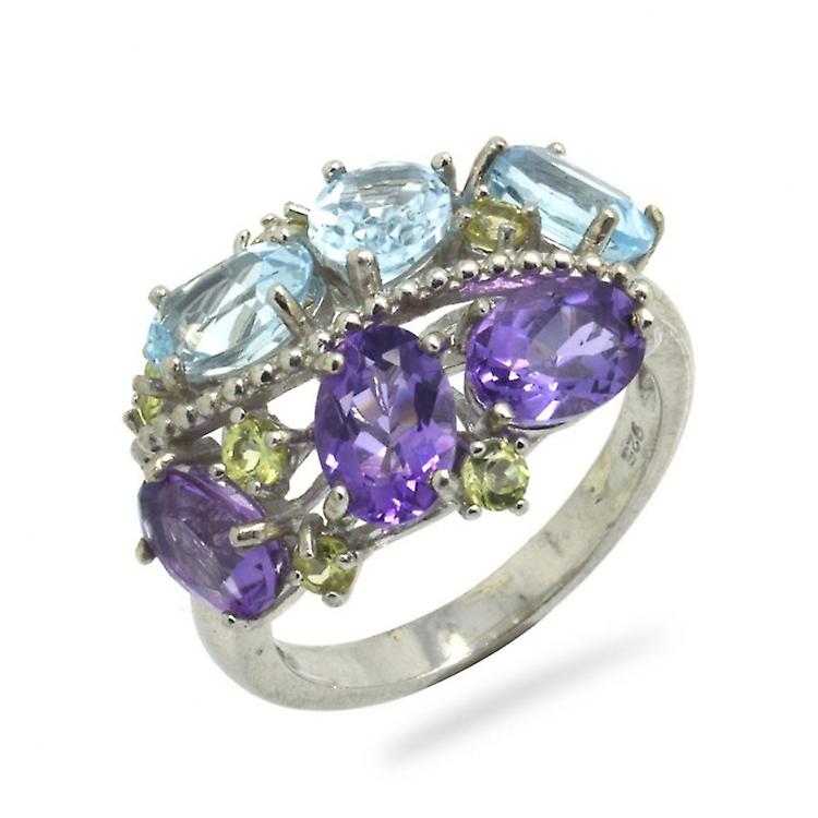 Multigems & 925 Sterling Silver Ring awo35