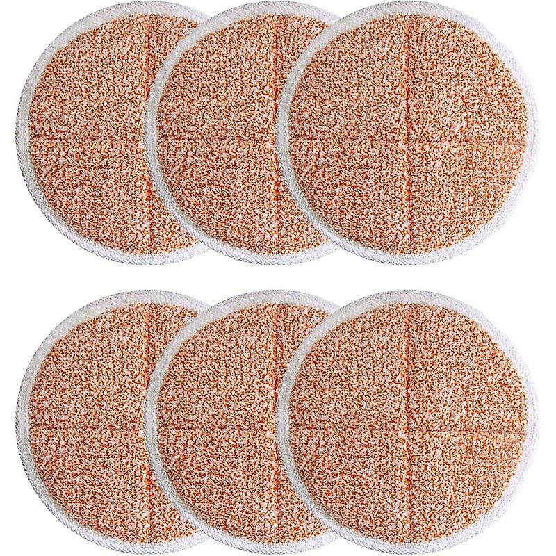 6 Pack Replacement Pads 2124/2039A Compatible With Hard Mop Cleaner (Orange) 21cm