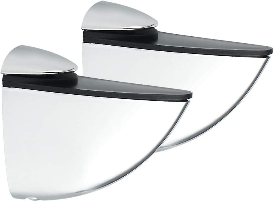 2 جهاز كمبيوتر شخصى قابل للتعديل الخشب / الزجاج الجرف قوس الزجاج دعم حامل الخشب، الأسماك نوع الفم كليب التكيفي 5-15mm سمك الرف، سبائك الزنك مصقول التشطيب