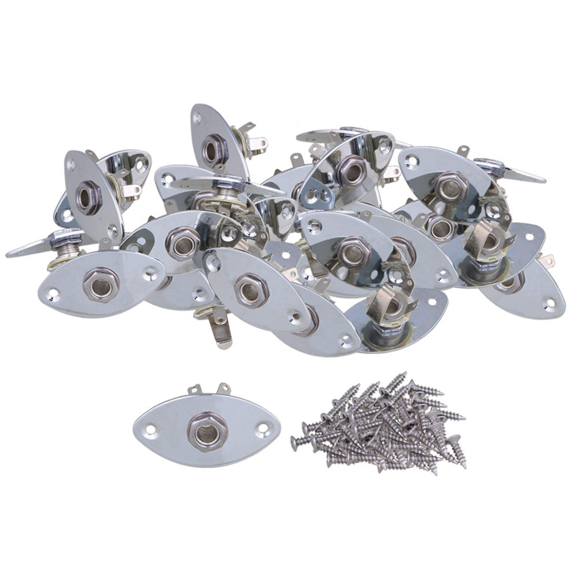 Chrome Convex Electric Guitar Output Plate W/Jack Socket Replacements Set of 20