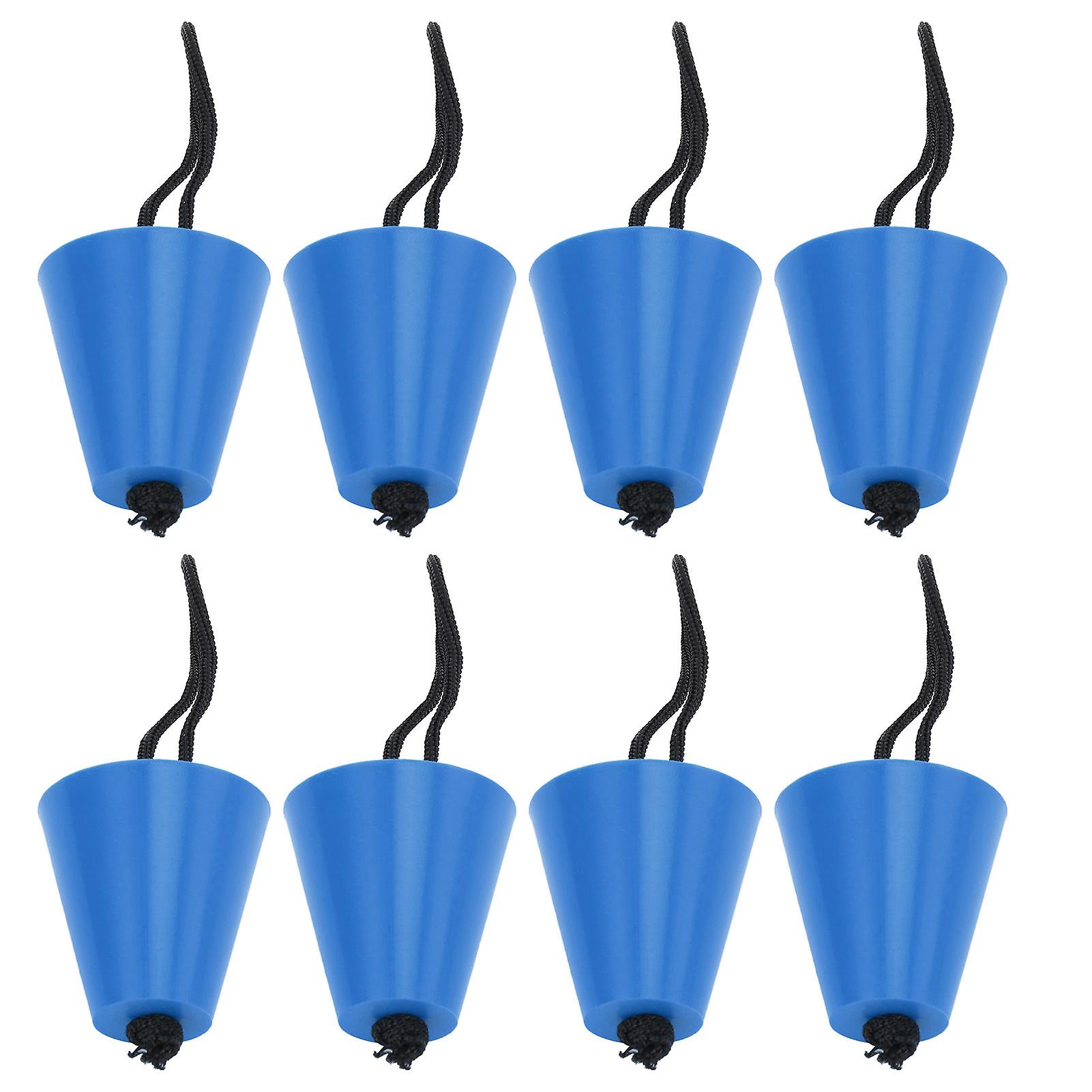 8 Pack Kayak Silicone Drain Plugs with Canoe Cord, Blue