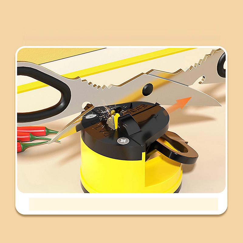 Knife Sharpener Cute Little Yellow Duck Pattern Labor Saving Automatic Knife Sharpener with Suction Cup for Kitchen 1 Pc