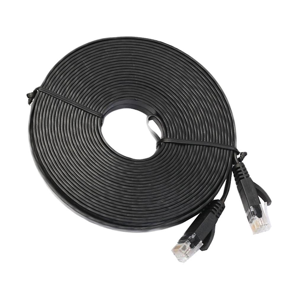 CAT6 Ethernet Network LAN Cable Flat UTP Patch Router Black 15 Meters