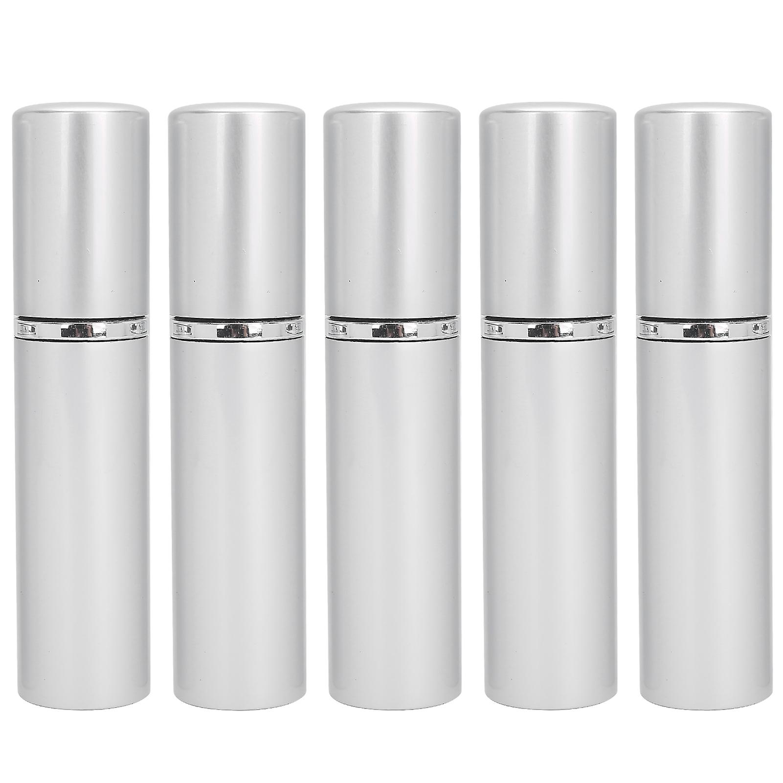 Aluminum Refillable Perfume Spray Bottle Portable Empty Perfume Atomizer 10ml x 5pcsSilver