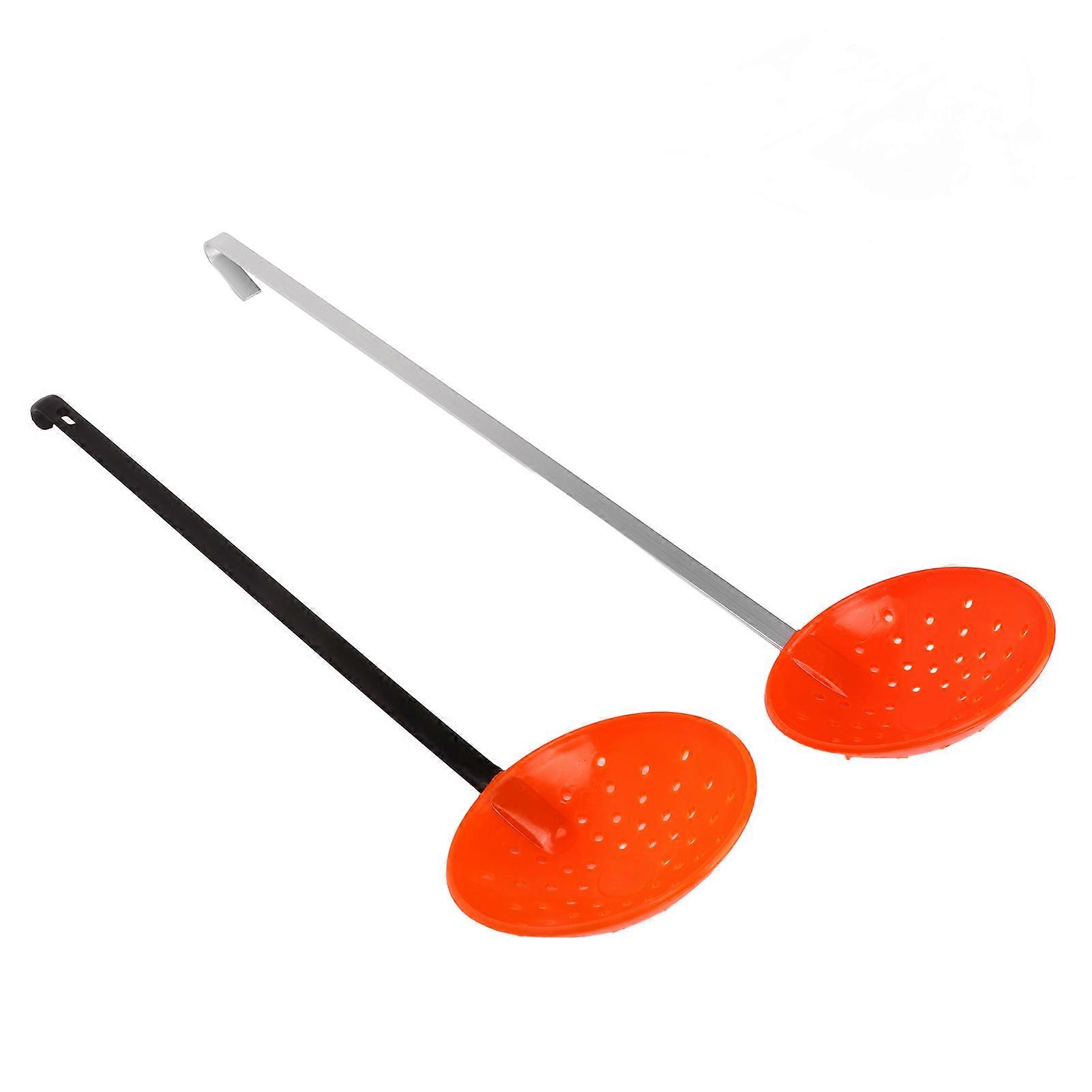 2pcs Ice Ice Fishing Strainer Scoops Rapid Filtering Strainer Scoop with Plastic and Aluminum Alloy Handles Hook for Winter