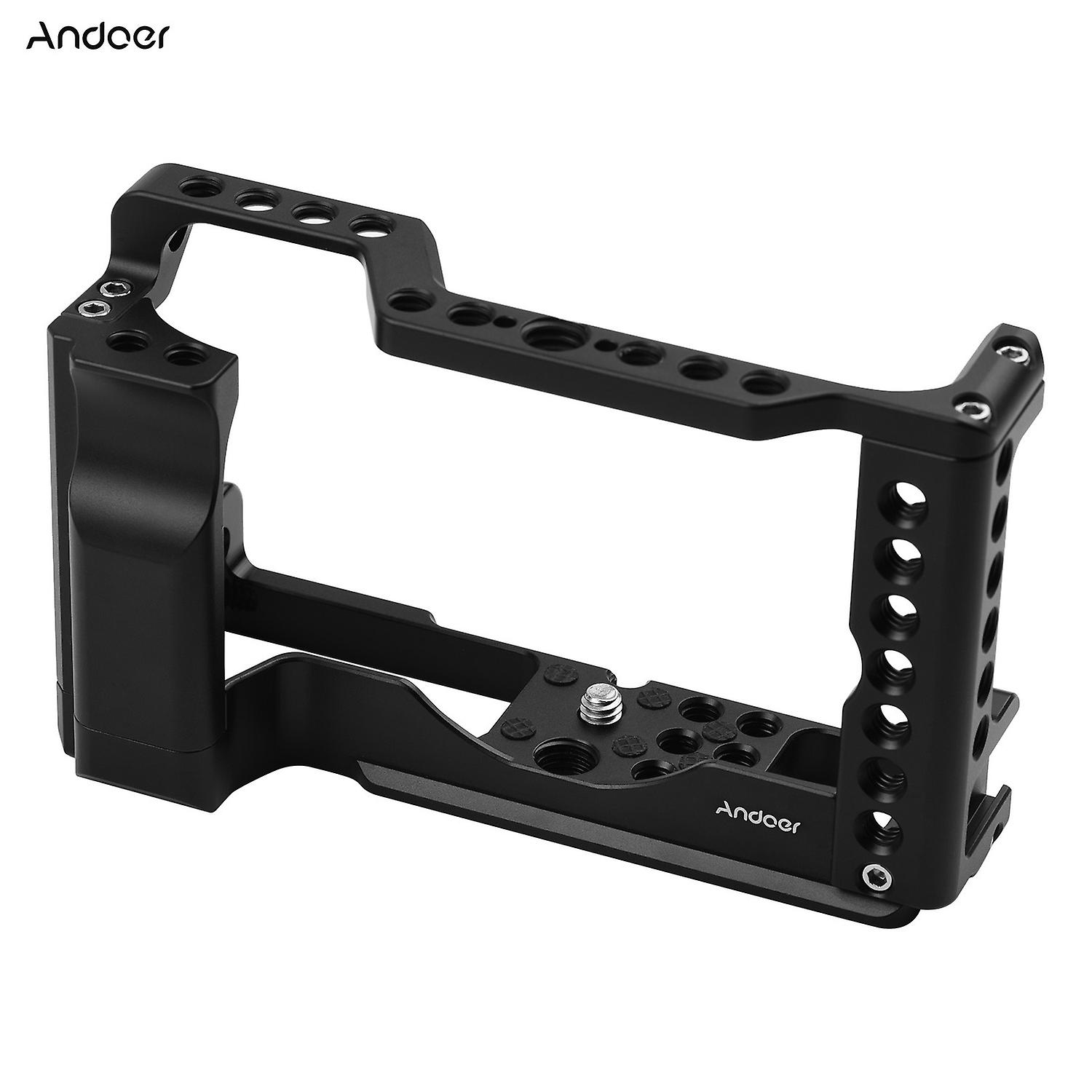Andoer Video Camera Cage Rig Aluminum Alloy with Cold Shoe Mount Universal 1/4 3/8 Threaded Holes Sh