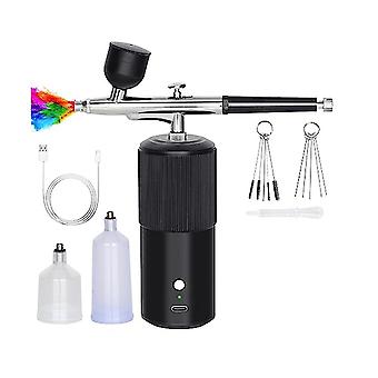 Airbrush Kit - Uppladdningsbar handhållen Airbrush-kompressor, Professionell sladdlös automatisk Airbrushgun, För Nail Art, Makeup B