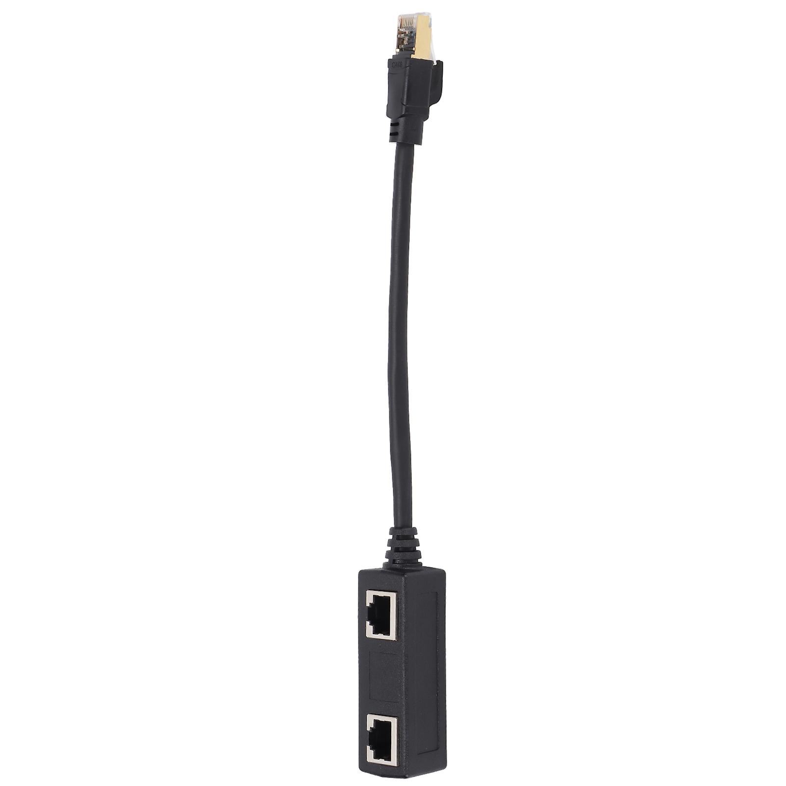 CAT8 Ethernet Splitter Black Network Cable Adapter for Home Office